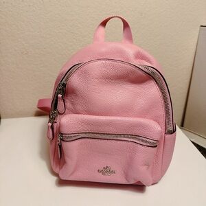 Coach Mini Charlie Backpack Pink Blush Pebble Leather F38263 NWT